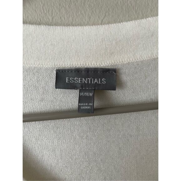 Essentials 14/16W Womens White Half Sleeve Basic Sweater Open Bottom - Picture 3 of 4